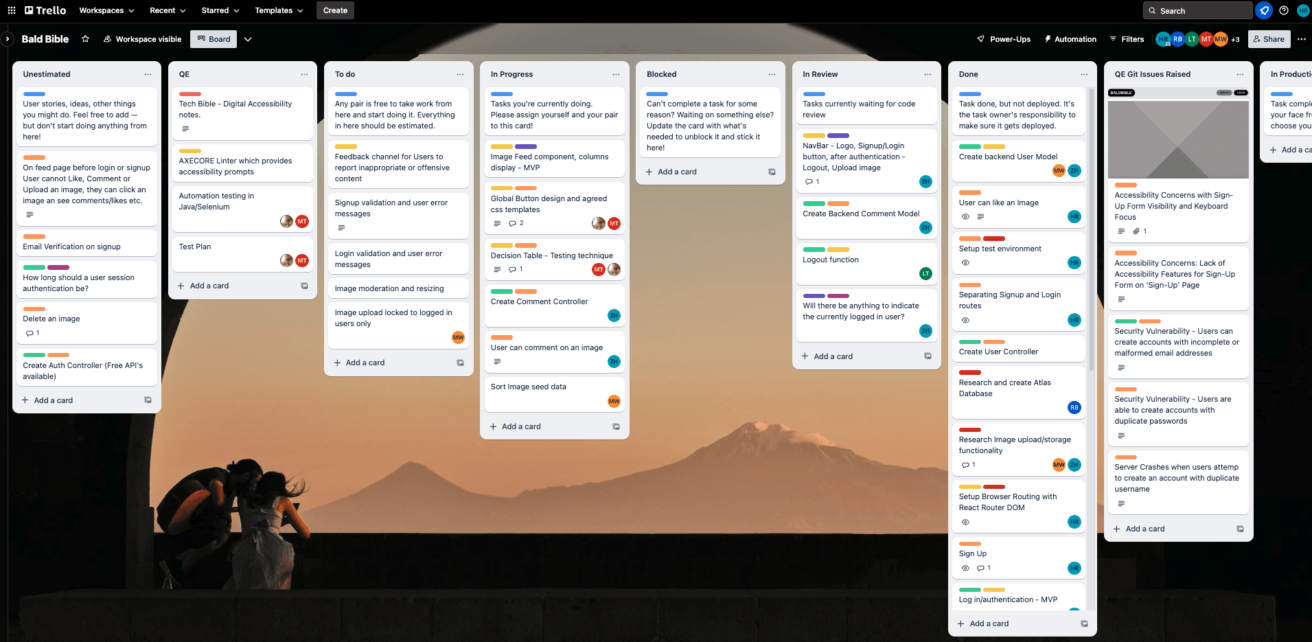 Our Trello board for Bald Bible