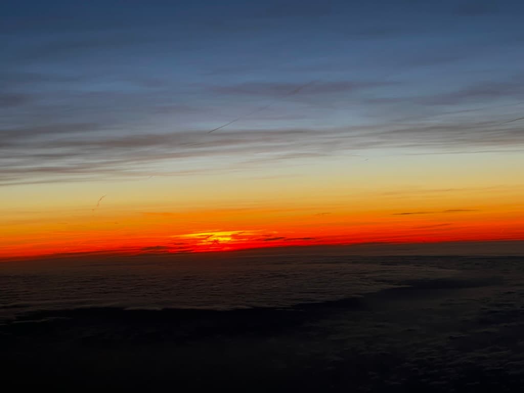 Sunrise while flying to Amsterdam