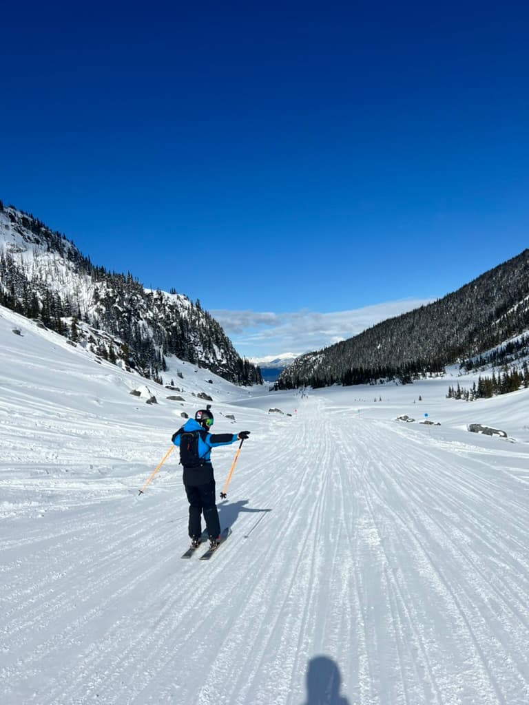 My brother after skiing 2M gully at Whistler