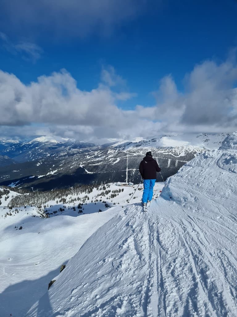 Skiing Entrance to West Cirque at Whistler 